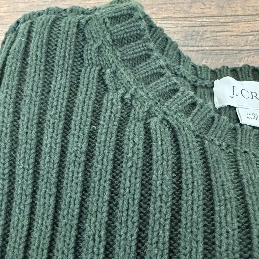 Vintage J. Crew Mens Ribbed Sweater‎ Green Blue Stripe Size M